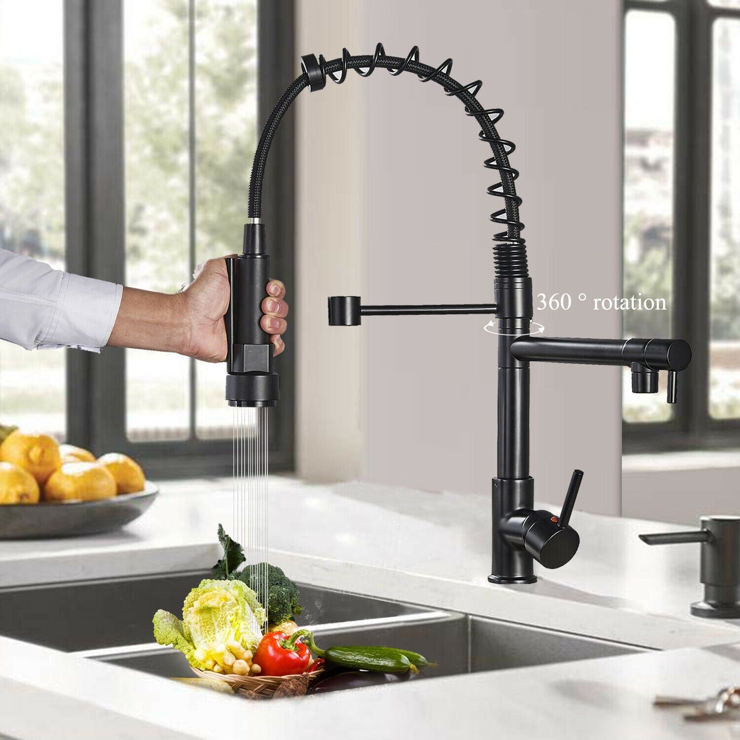 Sleek Black Kitchen Faucet Spray Nozzle