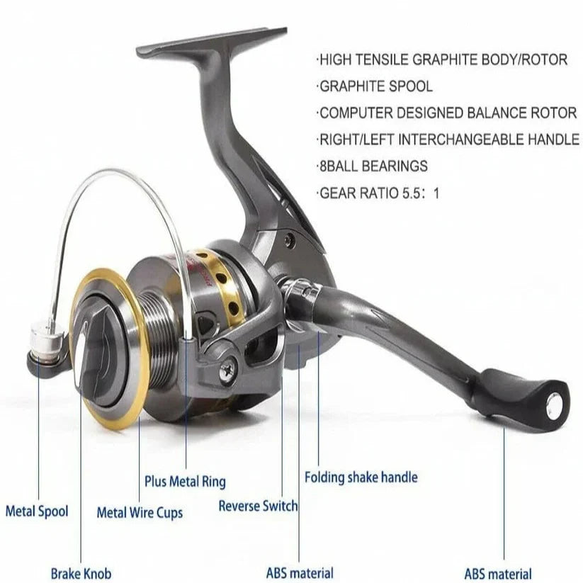 Telescopic Fishing Rod and Reel Combo with Metal Spool, Carrying Bag