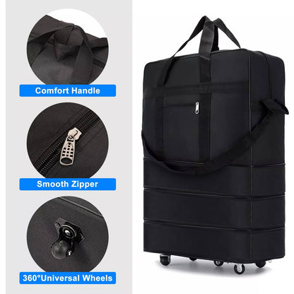 Rolling Duffle Bag with Five Rotating Wheels and Expandable Compartments, 42in