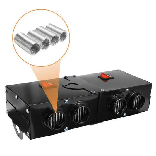 12V Car Heater with Four Air Outlets and Dual Zone Control, 500W Portable Dash Unit