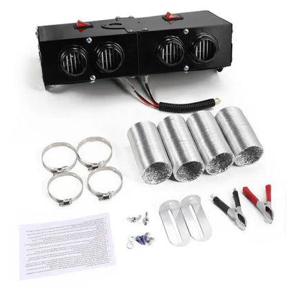 12V Car Heater with Four Air Outlets and Dual Zone Control, 500W Portable Dash Unit
