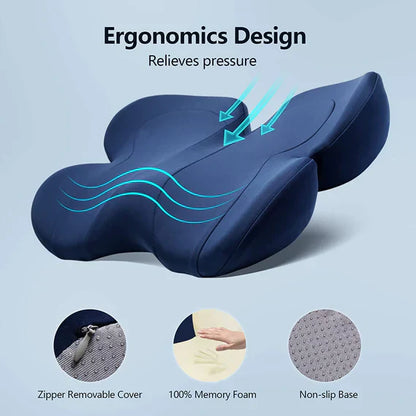 Memory Foam Seat Cushion with Nonslip Bottom and Breathable Cover