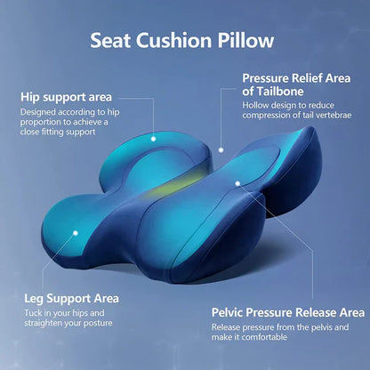 Memory Foam Seat Cushion with Nonslip Bottom and Breathable Cover