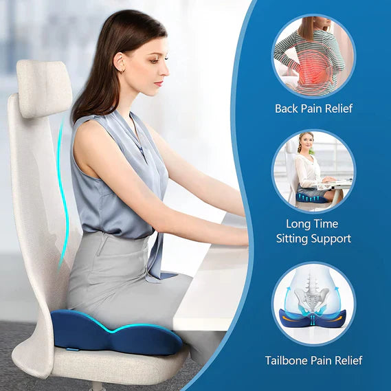 Memory Foam Seat Cushion with Nonslip Bottom and Breathable Cover