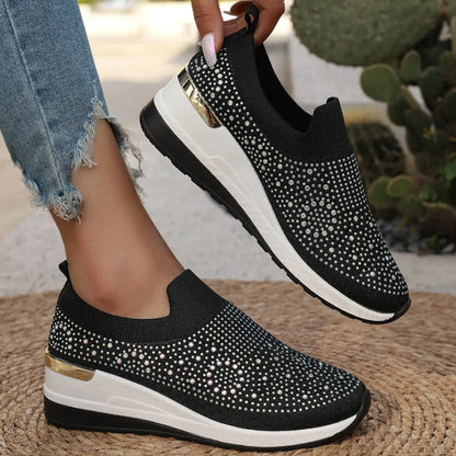Rhinestone Slip-on Casual Mesh Fabric Sneakers For Women