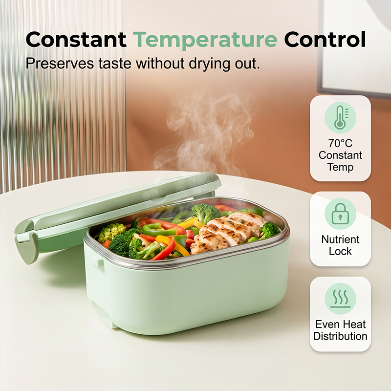 Portable Electric Heated Lunch Box Water-Free Food Warmer