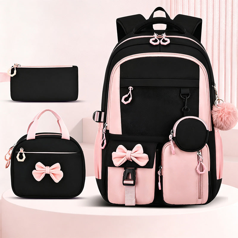 Cute Bowknot Lightweight School Backpack – Water Repellent & Anti-Theft!