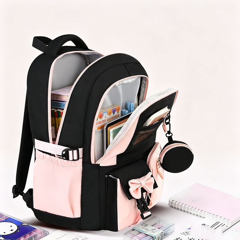 Cute Bowknot Lightweight School Backpack – Water Repellent & Anti-Theft!
