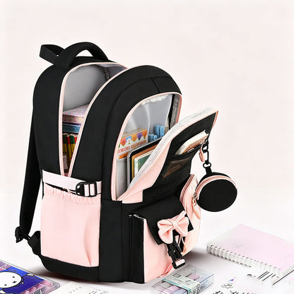 Cute Bowknot Lightweight School Backpack – Water Repellent & Anti-Theft!