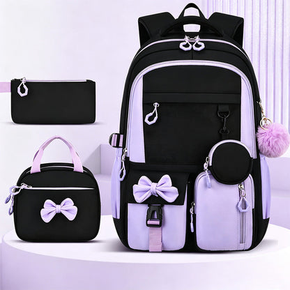Cute Bowknot Lightweight School Backpack – Water Repellent & Anti-Theft!