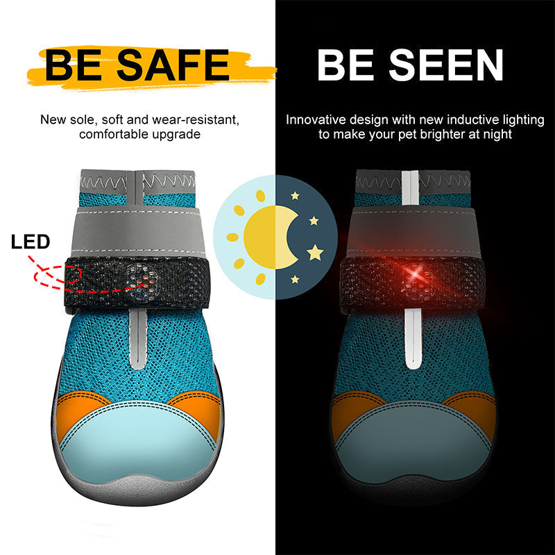 Breathable Mesh Dog Shoes with Luminous Design