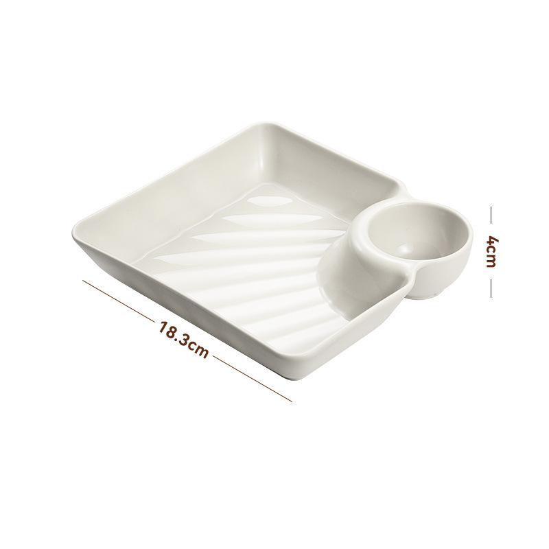 4PCS Snack and Appetizer Plate with Sauce Holder