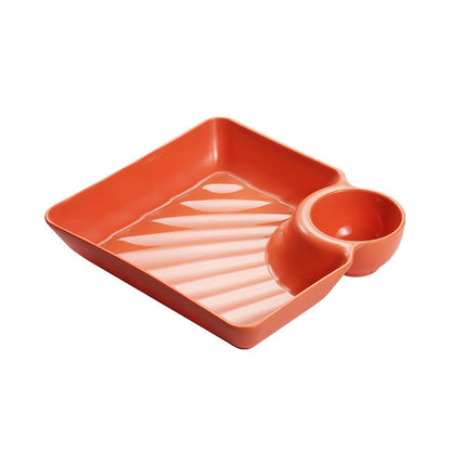 4PCS Snack and Appetizer Plate with Sauce Holder