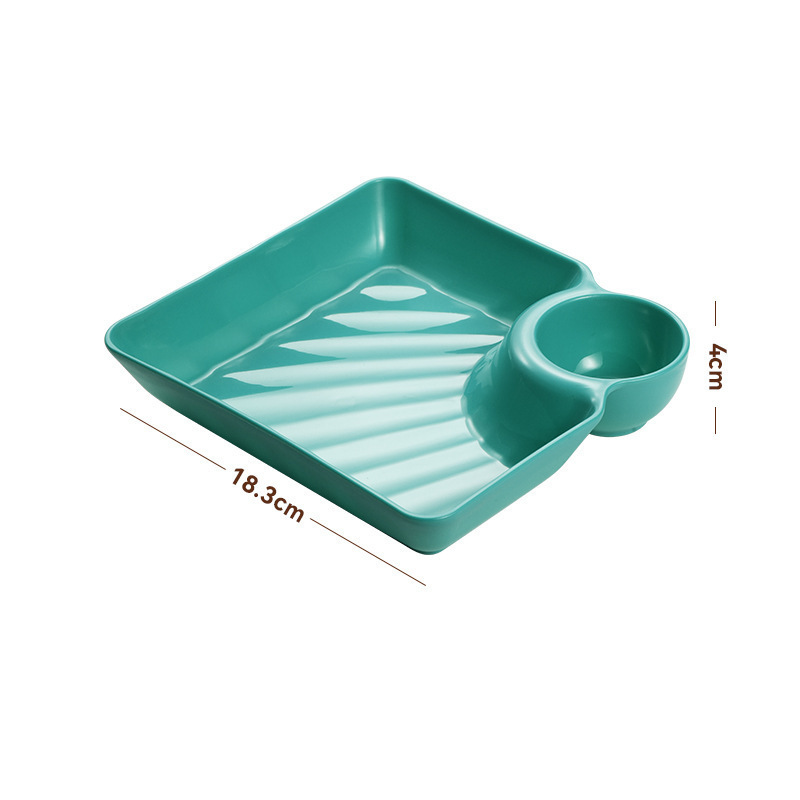 4PCS Snack and Appetizer Plate with Sauce Holder