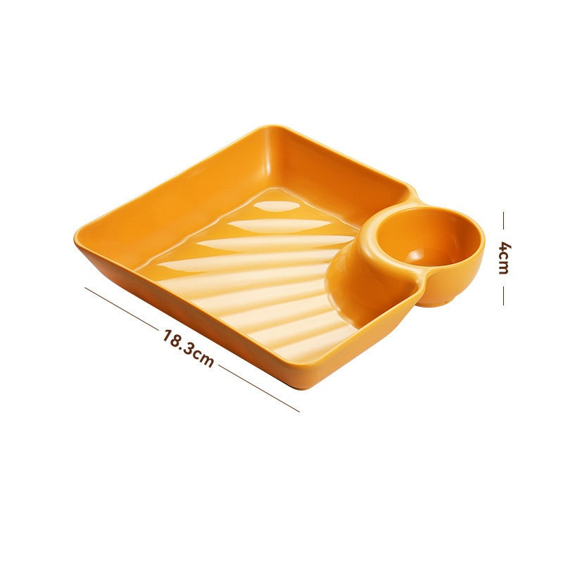 4PCS Snack and Appetizer Plate with Sauce Holder