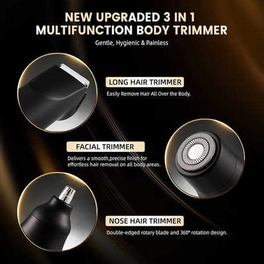 Waterproof Nose & Body Hair Trimmer, Replaceable Ceramic Blades, Wet & Dry, Ideal Gift for Men & Women