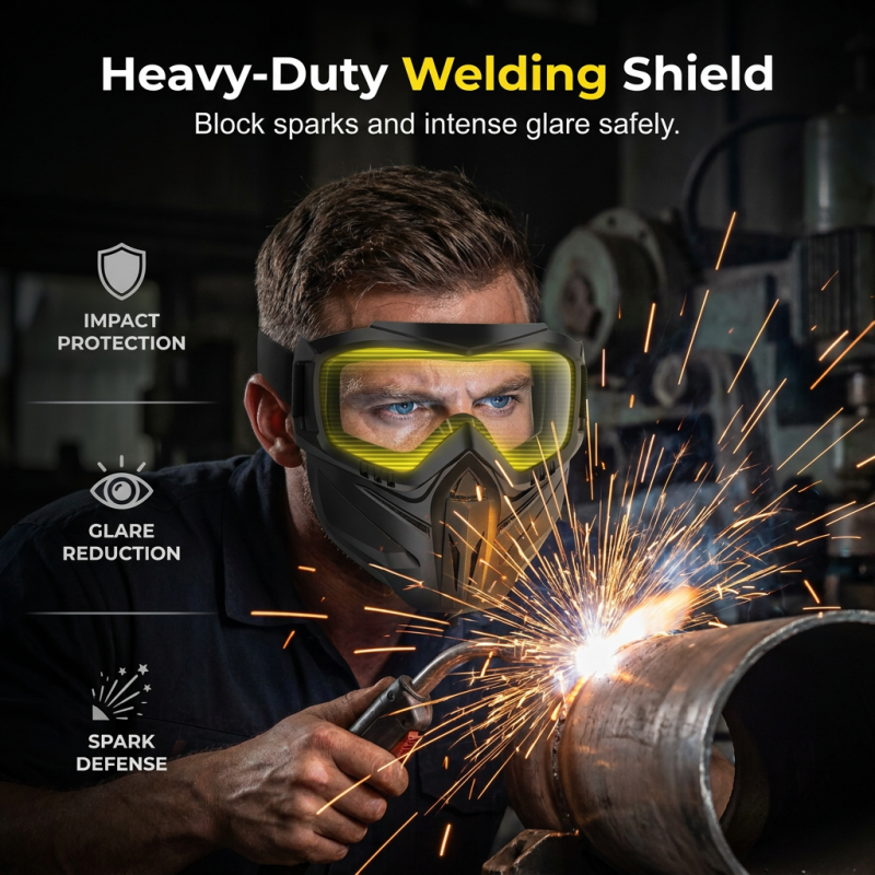 Full Face Protective Mask with Detachable Goggles and Anti-Fog Vents