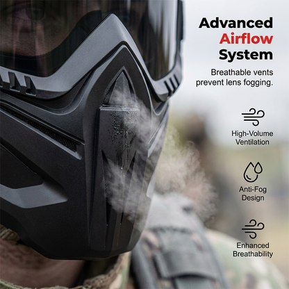Full Face Protective Mask with Detachable Goggles and Anti-Fog Vents