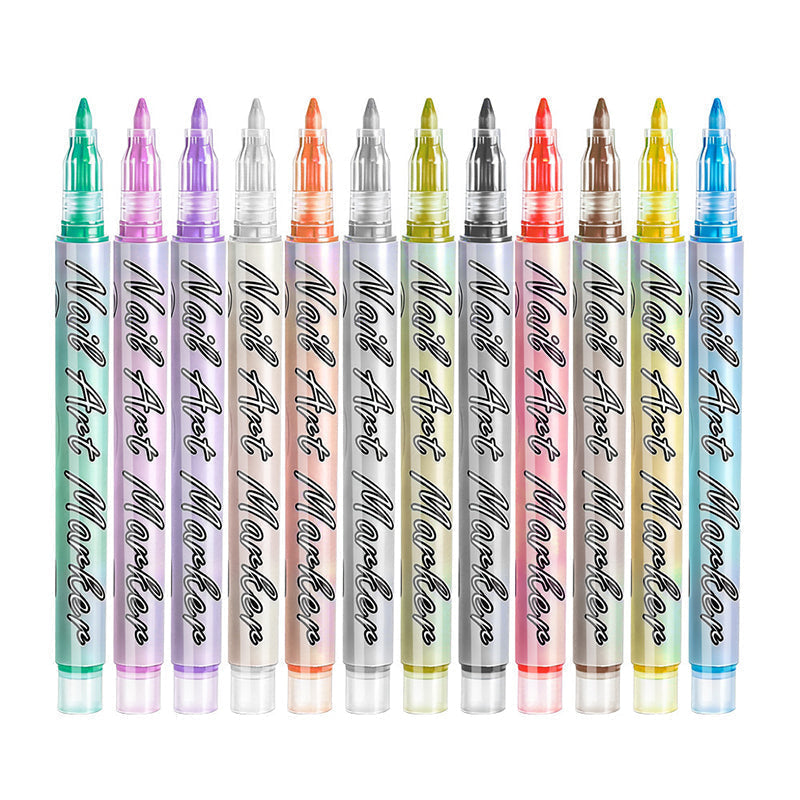 12-Color Acrylic Nail Art Pens – Fine-Tip Precision, Vibrant Pigments, Salon-Quality Manicures at Home