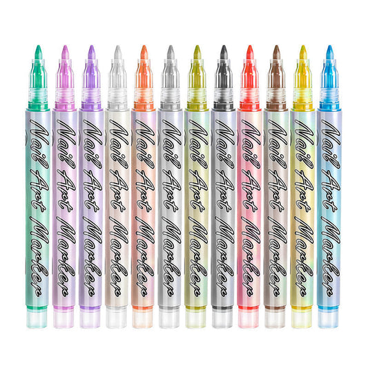 12-Color Acrylic Nail Art Pens – Fine-Tip Precision, Vibrant Pigments, Salon-Quality Manicures at Home