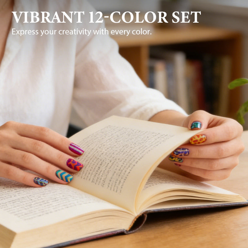 12-Color Acrylic Nail Art Pens – Fine-Tip Precision, Vibrant Pigments, Salon-Quality Manicures at Home
