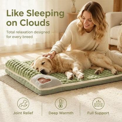 Thick Plush Pet Sleeping Mat with Raised Headrest for Dogs & Cats