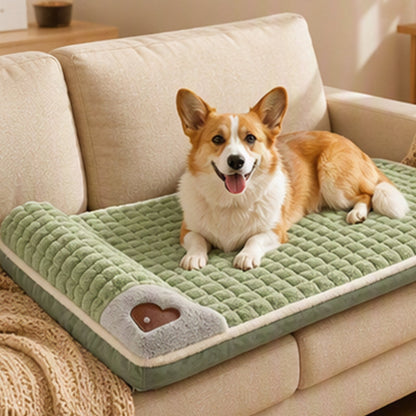 Thick Plush Pet Sleeping Mat with Raised Headrest for Dogs & Cats