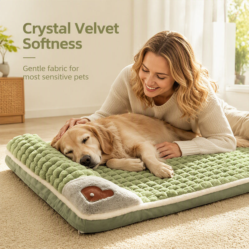 Thick Plush Pet Sleeping Mat with Raised Headrest for Dogs & Cats