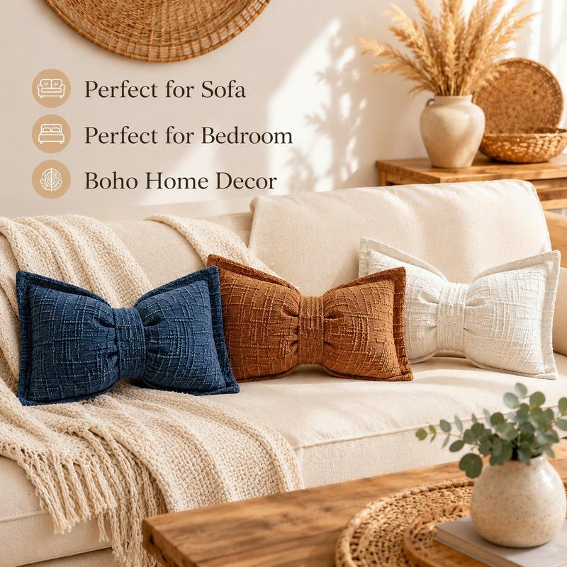 Soft Chenille Bow-Shaped Throw Pillow – Ultra-soft, plush & decorative – Perfect for sofas, beds & cozy corners