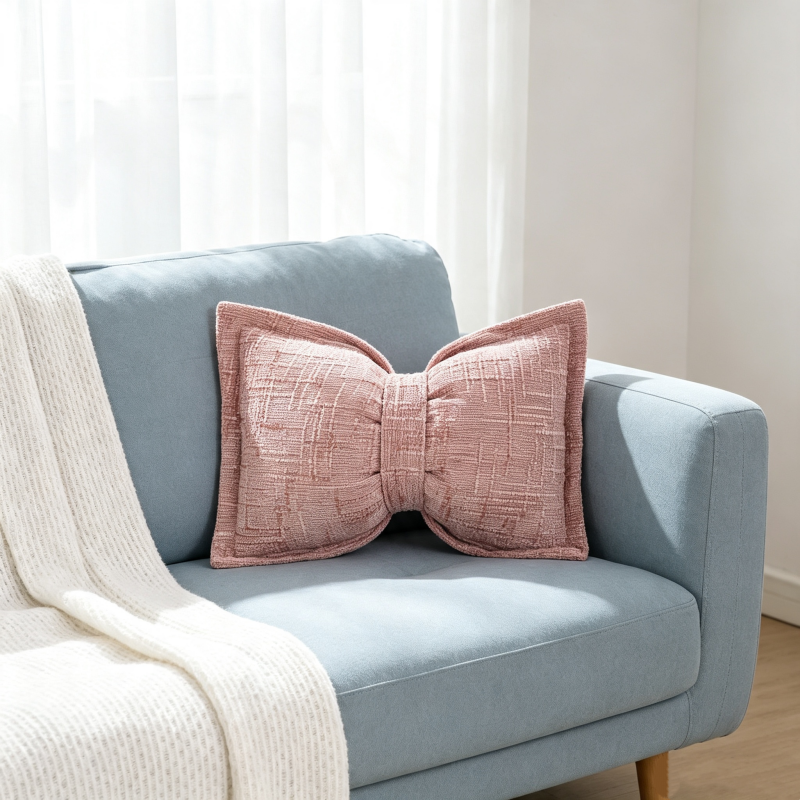 Soft Chenille Bow-Shaped Throw Pillow – Ultra-soft, plush & decorative – Perfect for sofas, beds & cozy corners