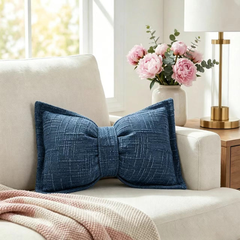Soft Chenille Bow-Shaped Throw Pillow – Ultra-soft, plush & decorative – Perfect for sofas, beds & cozy corners
