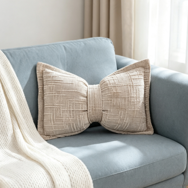 Soft Chenille Bow-Shaped Throw Pillow – Ultra-soft, plush & decorative – Perfect for sofas, beds & cozy corners