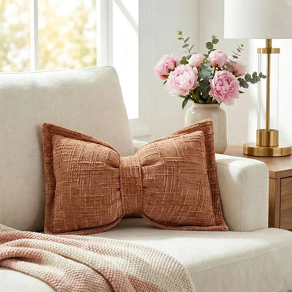 Soft Chenille Bow-Shaped Throw Pillow – Ultra-soft, plush & decorative – Perfect for sofas, beds & cozy corners