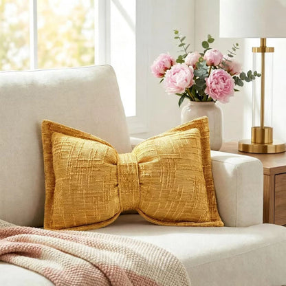 Soft Chenille Bow-Shaped Throw Pillow – Ultra-soft, plush & decorative – Perfect for sofas, beds & cozy corners
