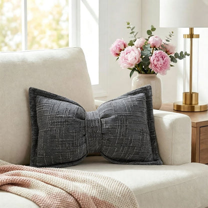 Soft Chenille Bow-Shaped Throw Pillow – Ultra-soft, plush & decorative – Perfect for sofas, beds & cozy corners