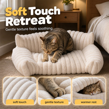 Cozy Sofa Pet Bed – Ultra-Comfortable, Raised Bolster Edges & Super-Soft Ribbed Plush