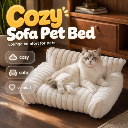 Cozy Sofa Pet Bed – Ultra-Comfortable, Raised Bolster Edges & Super-Soft Ribbed Plush