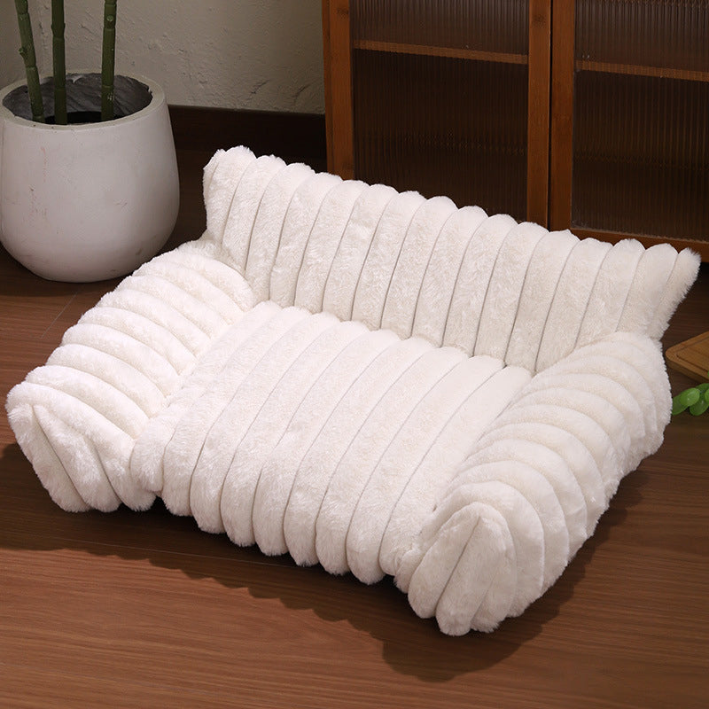 Cozy Sofa Pet Bed – Ultra-Comfortable, Raised Bolster Edges & Super-Soft Ribbed Plush