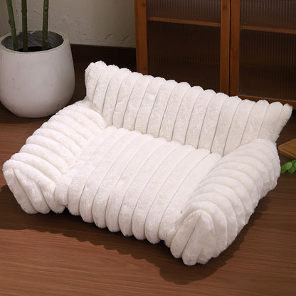 Cozy Sofa Pet Bed – Ultra-Comfortable, Raised Bolster Edges & Super-Soft Ribbed Plush
