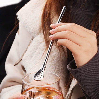 2-in-1 Stainless Steel Straw Spoon