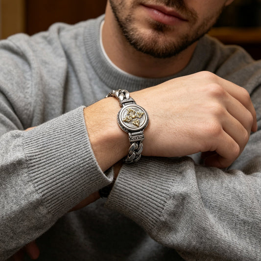 Vintage Rotating Vajra Bracelet for Men – Smooth Rotating Centerpiece, Electroplated Copper Finish & Vintage-Inspired Texture – Bold Statement Style