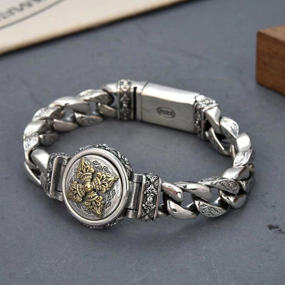 Vintage Rotating Vajra Bracelet for Men – Smooth Rotating Centerpiece, Electroplated Copper Finish & Vintage-Inspired Texture – Bold Statement Style