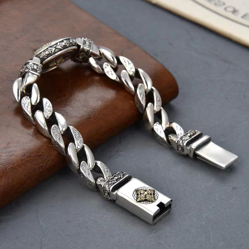 Vintage Rotating Vajra Bracelet for Men – Smooth Rotating Centerpiece, Electroplated Copper Finish & Vintage-Inspired Texture – Bold Statement Style