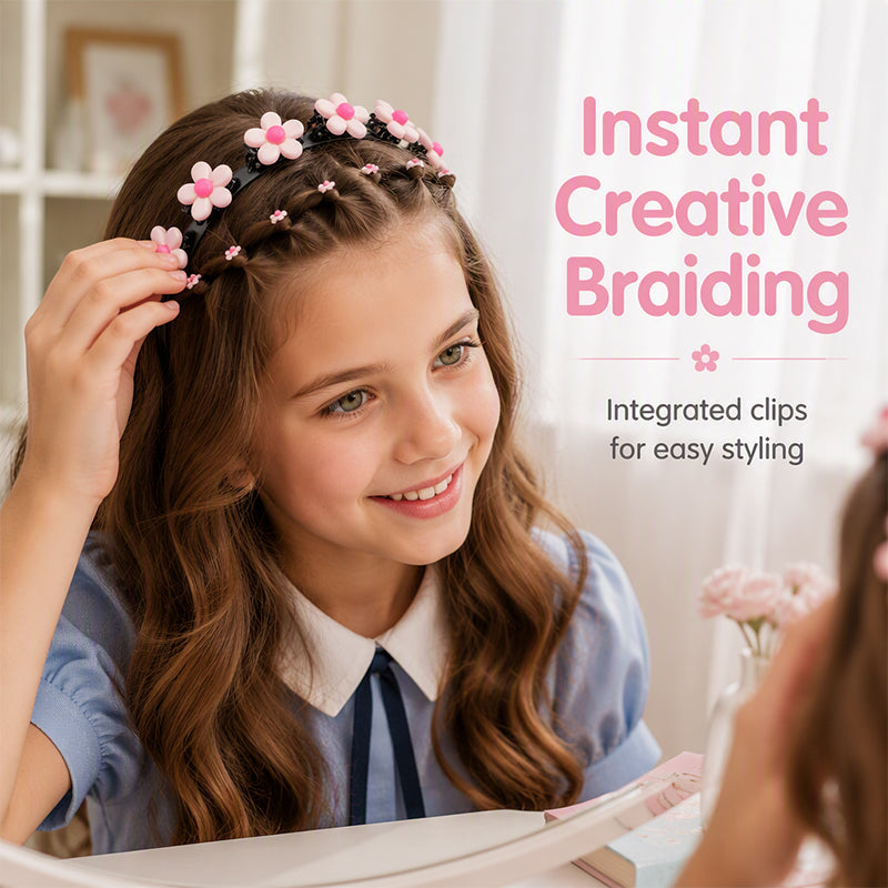 Cartoon Braiding Headband — Integrated Mini Clips, Instant Braids for Girls