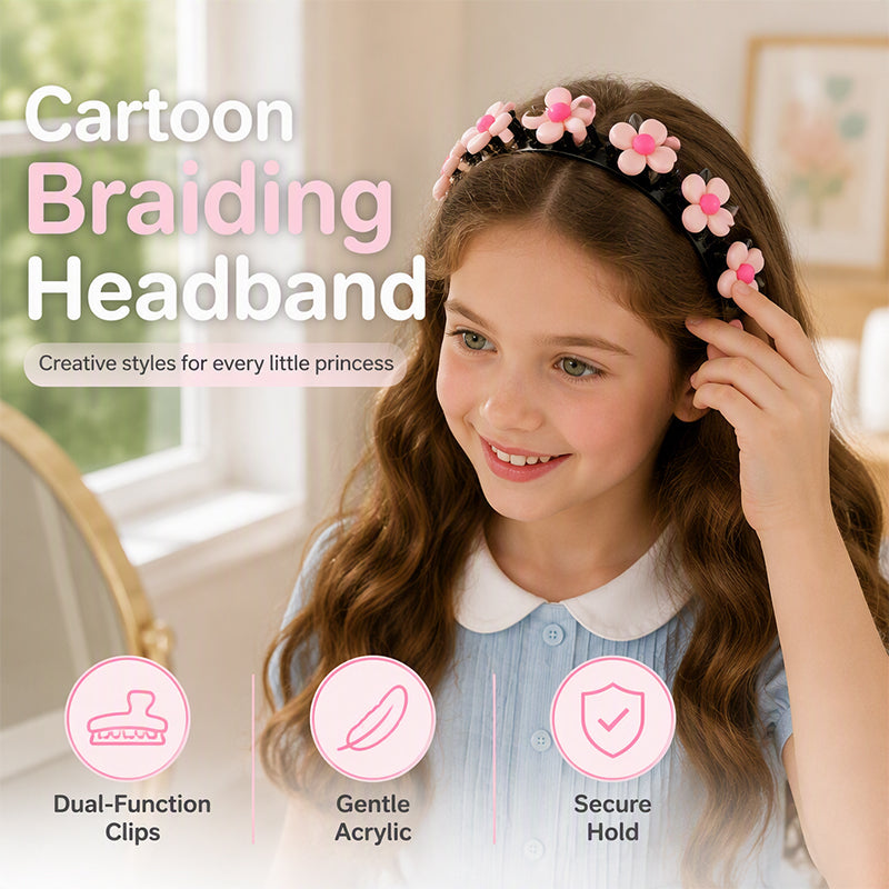 Cartoon Braiding Headband — Integrated Mini Clips, Instant Braids for Girls