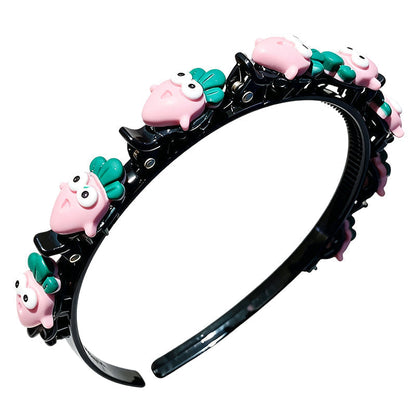Cartoon Braiding Headband — Integrated Mini Clips, Instant Braids for Girls