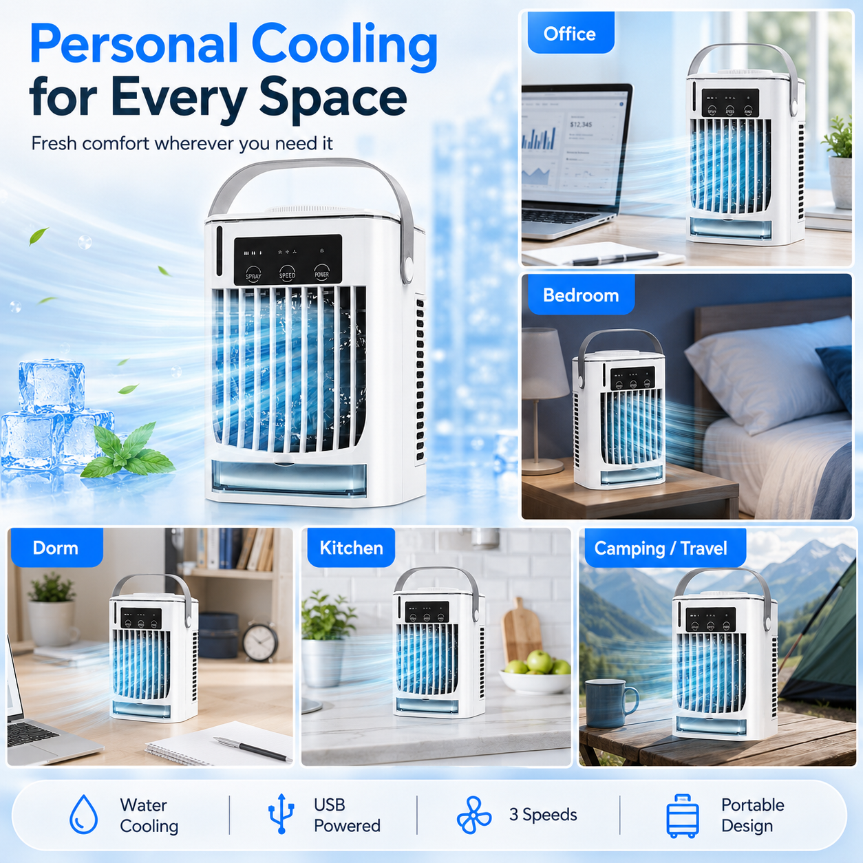 Portable Mini Air Cooler Fan Personal Use