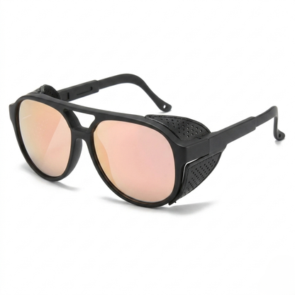 Wraparound Motorcycle Sunglasses with UV400 Protection and Wind Barrier