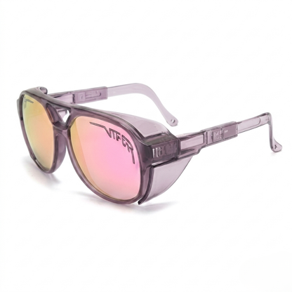 Wraparound Motorcycle Sunglasses with UV400 Protection and Wind Barrier