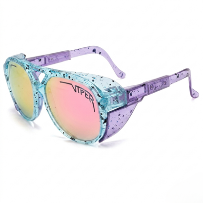 Wraparound Motorcycle Sunglasses with UV400 Protection and Wind Barrier
